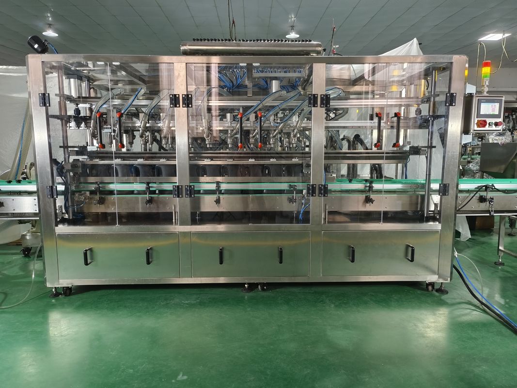Linha de produção de rotulagem lateral dupla de parafusos de enchimento automático para gel de chuveiro