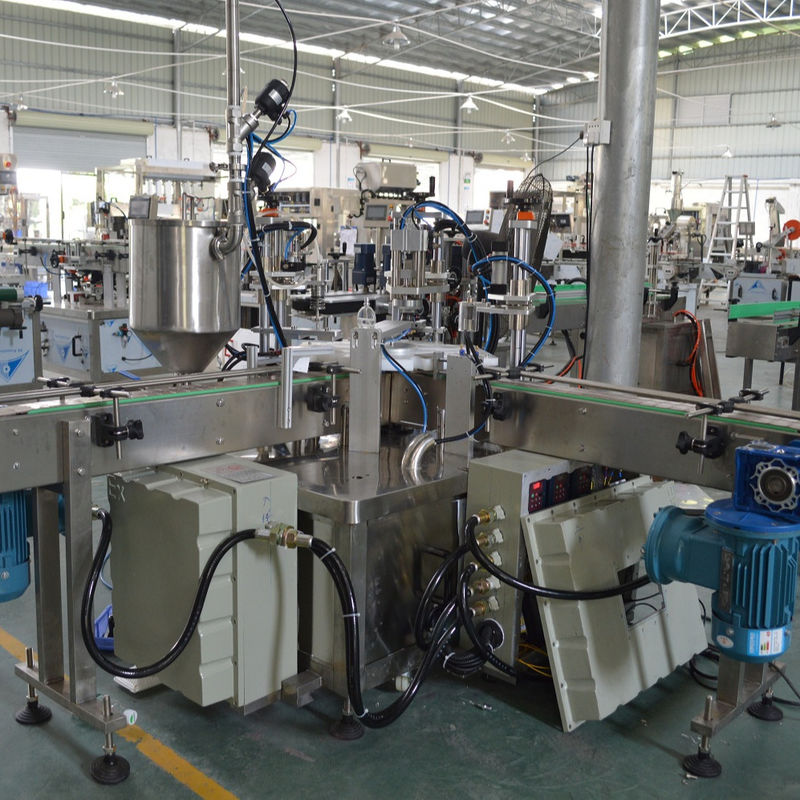 Máquina elétrica de enchimento de garrafas de perfumes, tampa e rotulagem para produção automática