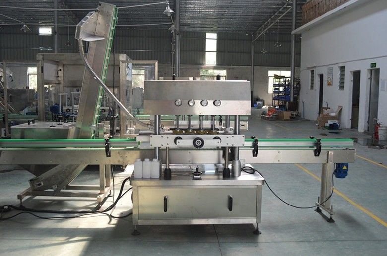 Máquina de tapação linear de rotação de rodas de 8 pares para garrafas de mercadorias de 30-120 mm de diâmetro